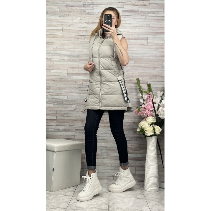 Елек Fashion с Ципове Сиво